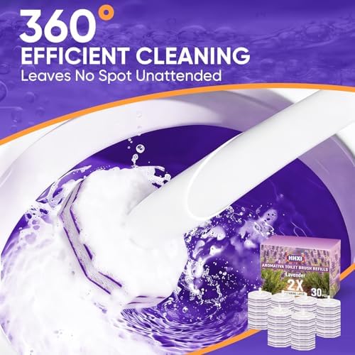 30Ct Aromative Toilet Brush Refills, Double-Layer Cleaning Pads Added, Compatible with Most Toilet Brushes， Lavender（Patented）