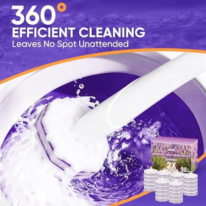 30Ct Aromative Toilet Brush Refills, Double-Layer Cleaning Pads Added, Compatible with Most Toilet Brushes， Lavender（Patented）