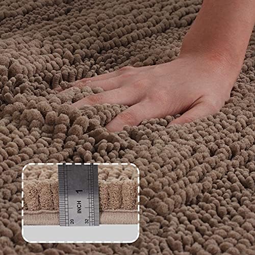 Turquoize Small Bathroom Rug 17x24, Soft Chenille Bath Rug, Taupe Brown