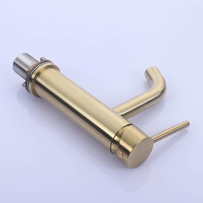 Rose Gold Brass Deck Mounted Single Handle Bathroom Faucet Hot Cold Mixer Sink Tap Modern Vanity Tapware Stylish Basin Faucet One Size，Brushed Gold One Size