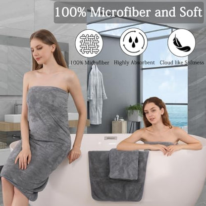 Ycosy 8 Piece Towel Set,2 Bath Sheet,2 Hand Towels and 4 Washcloths,Soft Extra Large Microfiber Towel Set,Oversized Highly Absorbent Quick Dry Towel Collection for Bathroom,Hotel,Spa-Gray
