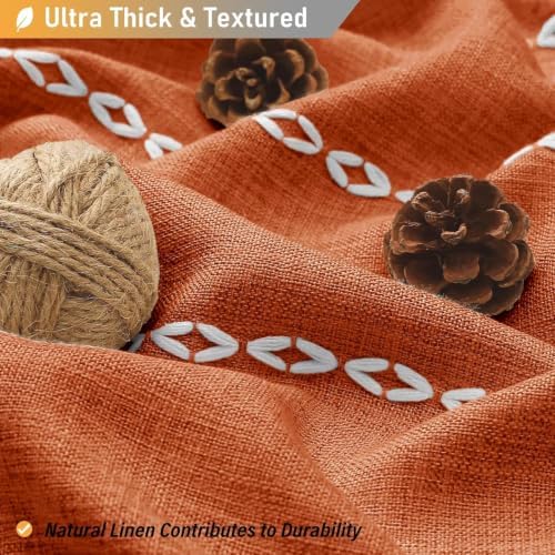 BTTN 54 x 72 Boho Linen Heavy Duty Cloth Shower Curtain Set, Burnt Orange