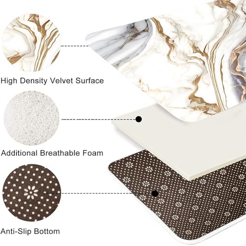 Nkzply 4 Pcs White Marble Shower Curtain Set Grey Bathroom Sets with Rugs