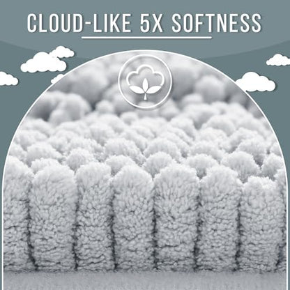 Yimobra Bathroom Rug Mat 24 x 17, Non Slip and Super Absorbent Bath Mat,Machine Washable Quick Dry,Ultra Plush Chenille Shower Rugs for Bathroom Floor Sink Tub and Shower Outside,Silver