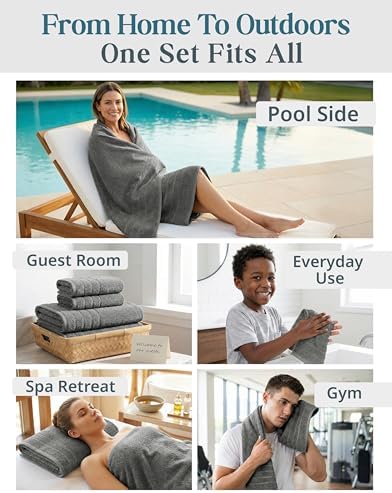 Casa Platino Bath Towel Set Absorbent Quick Dry 100% Cotton - Ultimate Grey