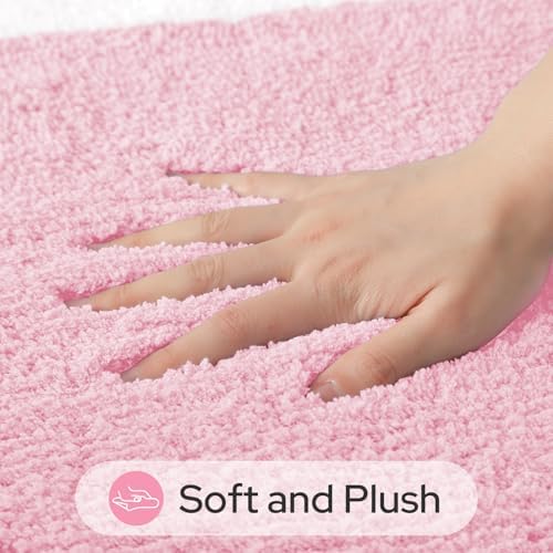 HOMEIDEAS Light Pink Bathroom Rugs Sets 2 Piece 20" x 32" + 16" x 24"