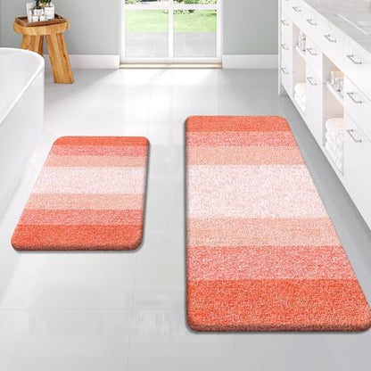 OLANLY Micorfiber Bathroom Rug Set 2 Piece, 47"x20"+24"x16"