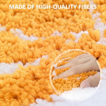 APROPHIC Fall Pumpkin Bath Mats for Bathroom, Thanksgving Super Absorbent Non-Slip Microfiber Shaggy Bath Rugs, Autumn Bathroom Mat for Shower, Tub, Sink, Decor, Machine Washable, 20x30 in, Orange