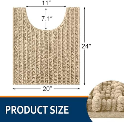 Smiry Bathroom Toilet Rugs U Shaped 24X20, Chenille Bath mats for Toilet