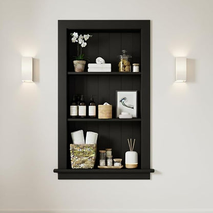 Houseables Recessed Medicine Cabinet, Recessed Wall Niche, In Wall Medicine Cabinet, Bathroom Niche, Insert for Drywall, Between Studs Shelf Replacement, Without No Mirror, Recess, Wood, 14x24 (17x27)