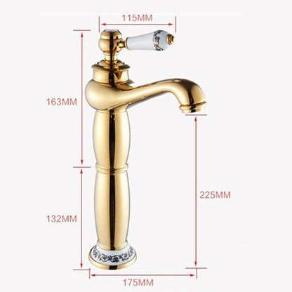 Vintage Bathroom Faucet, Antique Brass Sink, Hot and Cold Mixer Tap, Single Handle, Gold(Gold)