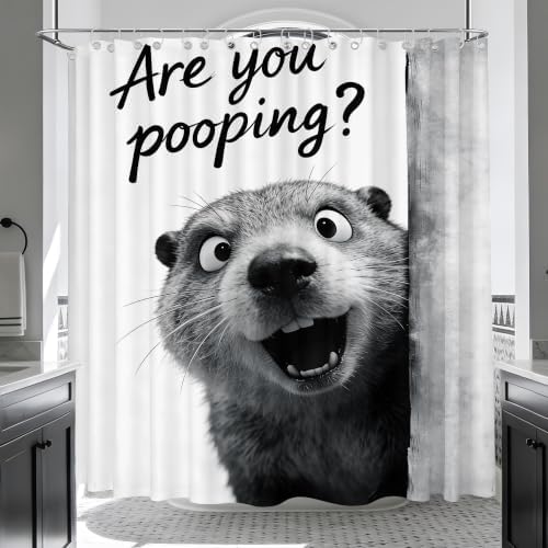 Extra Long Shower Curtain Gray Otter Clawfoot Tub, 108 x 72 in