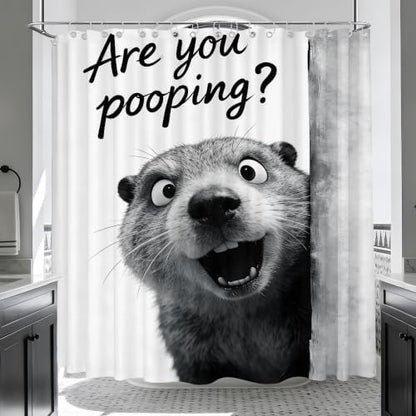 Extra Long Shower Curtain Gray Otter Clawfoot Tub, 108 x 72 in