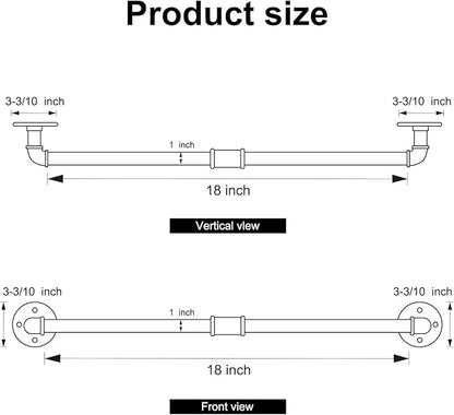 HouseAid 18 Inch Industrial Pipe Towel Bar, Farmhouse Iron Hand Towel Holder, Vintage Style Towel Rod for Bathroom, Wall Mounted, Matte Black (Hook Included)