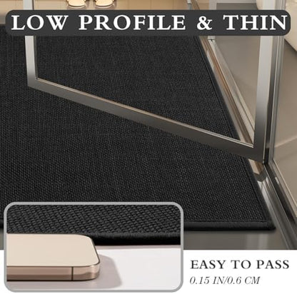 YIHOUSE Bathroom Rugs Thin Bath Mat Sets 2 Pieces Quick Dry,Black