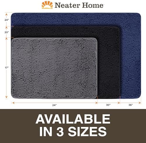Neater Home Plush Bathroom Rugs 30x20 Thick Chenille Quick Dry Microfiber Absorbent Bath Mat, Soft Bath Rugs, Machine Washable Bathroom Floor Mat for Tub Shower Sink, Home Decor Accessories, Navy
