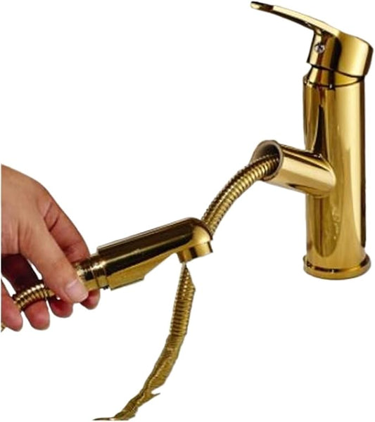 Faucet Brass Bath Set with Double Handle 2 Function Hand Shower Rotating Faucet Hot Cold Water Mixing(Black Gold-1) Faucet