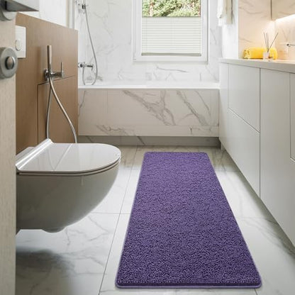 LOCHAS Luxury Bathroom Rug Shaggy Bath Mat 24 x 60 Inch, Dark Purple