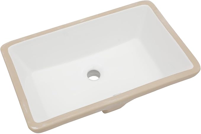 21 Inch Undermount Bathroom Sink Rectangular - 21"x13" White Rectangle Porcelain Ceramic Vessel Sink with Overflow,Under Counter Lavatory Vanity