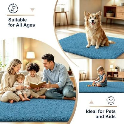 OLANLY Microfiber Bathroom Rugs 36x24, Ultra Soft Bath Mat, Peacock Blue
