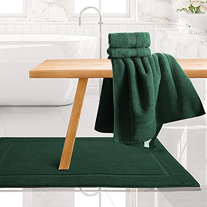 Hearth & Harbor Bath Mat Towels - 100% Ring Spun Cotton Luxury Towels - Ultra Soft & Highly Absorbent, Bathroom Towels, Floor Mat - Hunter Green