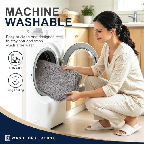 OLANLY Microfiber Bathroom Runner Rugs 47x24, Soft Bath Mat, Light Grey