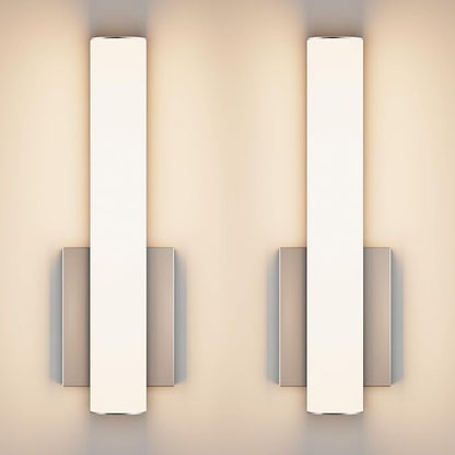 15.7 Inches Modern Bathroom Led Wall Sconces,18W 3000K Hardwired Wall Light with White Acrylic Lampshade,Indoor Bathroom Vanity Light for Mirror Bedroom Living Room Hallway(Nickel,2Pack)
