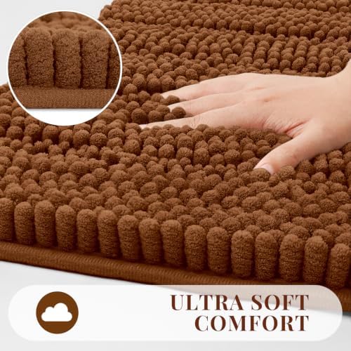 Bcoimo Small Bath Rug Mat,24x17 Soft Chenille Burnt Orange Bathroom Tub Mat