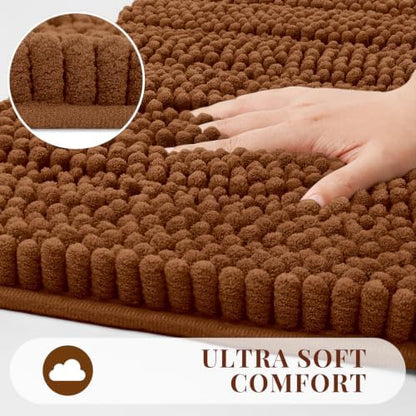 Bcoimo Small Bath Rug Mat,24x17 Soft Chenille Burnt Orange Bathroom Tub Mat