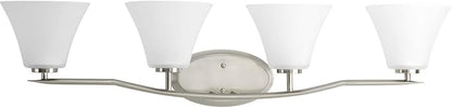 Progress Lighting P2007-09 Bravo Collection Etched Glass Modern Bath Vanity Light, 4-Light, Brushed Nickel