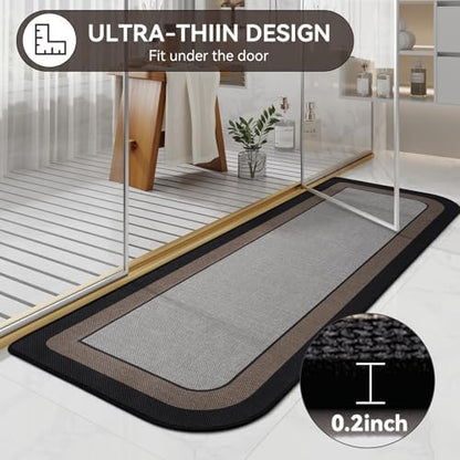 YDKGL Bathroom Runner Rug, Long Thin Bath Mat Fit Under Door, Grey 24x70