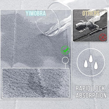Yimobra Memory Foam Bathroom Mat Set, 24 x 17 & 24 x 20 in, Silver