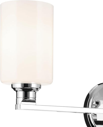 Kichler Gioe 24.25" 3-Light Vanity Light with Opal Glass in Chrome, Damp Rated, for Bathroom, Powder Room, Over a Mirror, (24.25" W x 10.5" H), 55226CH