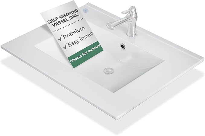 Renovators Supply Manufacturing Luke 24" Drop-in Self-Rimming Rectangular Bathroom Sink In White With Overflow Pack of 1