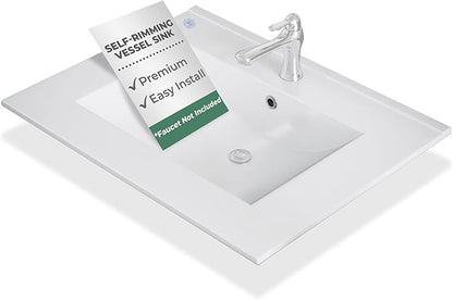 Renovators Supply Manufacturing Luke 24" Drop-in Self-Rimming Rectangular Bathroom Sink In White With Overflow Pack of 1