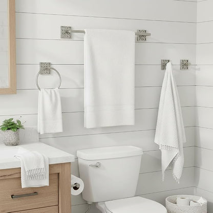 Autumn Alley 5 Pieces Nickel Bathroom Accessories Set, Wall Mounted – Silver Toilet Paper Holder, Chrome Bath Towel Holder, Brushed Nickel Towel Ring & Silver Bathroom Hardware Set Complete