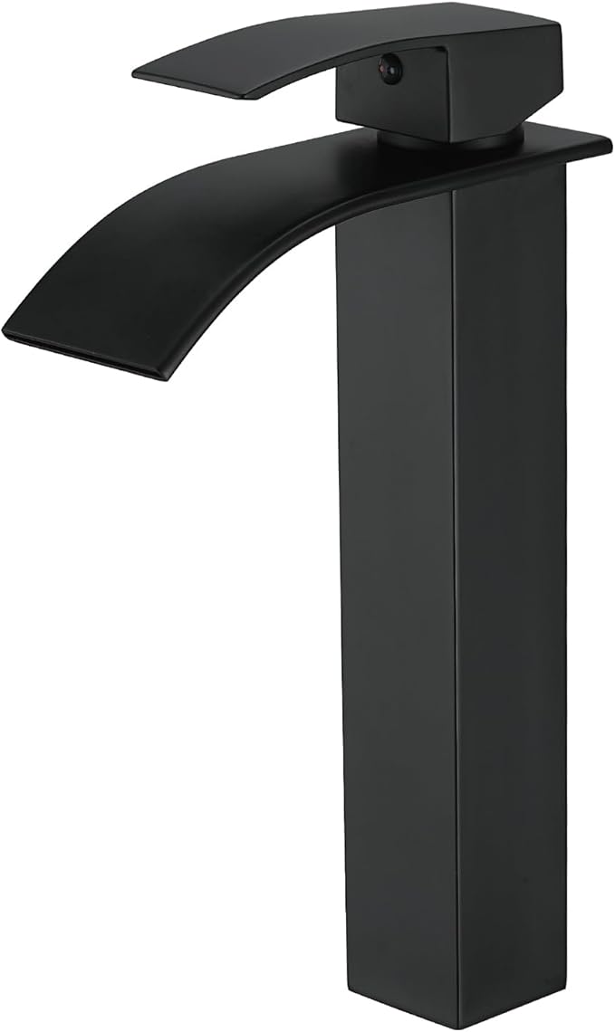 Vessel Sink Faucet Black Bathroom Faucets Tall Waterfall Bathroom Bowl Sink Faucet Rv Lavatory Faucet with Supply Hose