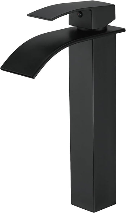 Vessel Sink Faucet Black Bathroom Faucets Tall Waterfall Bathroom Bowl Sink Faucet Rv Lavatory Faucet with Supply Hose