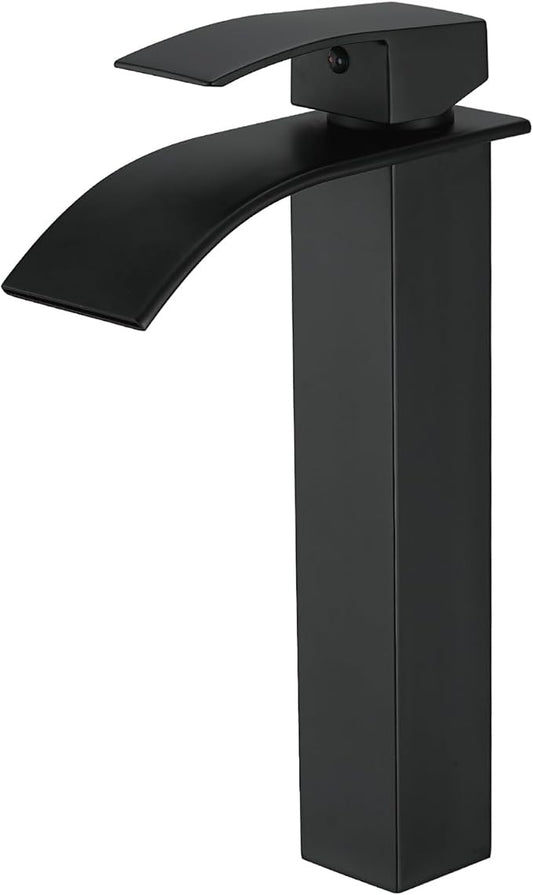 Vessel Sink Faucet Black Bathroom Faucets Tall Waterfall Bathroom Bowl Sink Faucet Rv Lavatory Faucet with Supply Hose