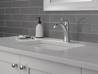 Delta Faucet Arvo Single Hole Bathroom Faucet, Single Handle Bathroom Faucet Chrome, Bathroom Sink Faucet, Drain Assembly Included, Chrome 15840LF