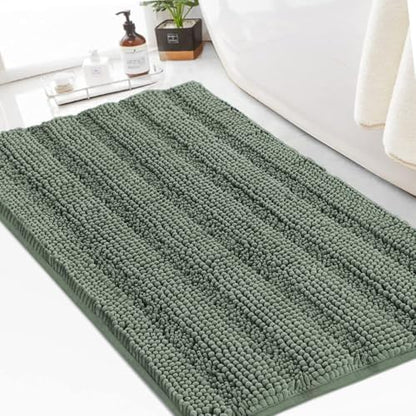 Turquoize Bathroom Rug 24"x36", Soft Absorbent Chenille Bath Rug, Green Bay