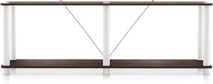 Homes: Inside + Out Apexa Modern 2-Tier Extra Wide Shelving Units, Collectibles Display Shelves, Easy Assembly Low Shelf, Home Storage Organizer for Living Room, Bedroom, Office, Espresso