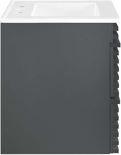 Modway Render 24" Wall-Mount Bathroom Vanity in Gray White