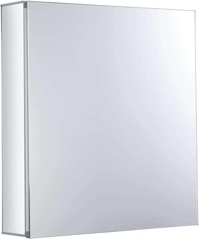 Bathroom Medicine Cabinet, Aluminum, Recessed/Surface Mount, 24" x 24", Right/Left Hinged, Mirrored Interior