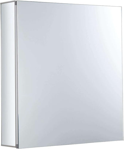 Bathroom Medicine Cabinet, Aluminum, Recessed/Surface Mount, 24" x 24", Right/Left Hinged, Mirrored Interior
