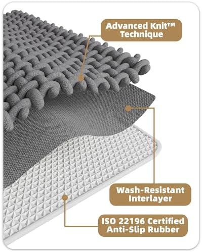 Color&Geometry 24"x59" Chenille Pile Bathroom Rugs Upgraded Denser,White