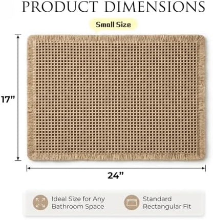 IM HOME Waffle Bath Mat Beige 24"x17", Boho Woven Modern Bath Mat Rugs, Absorbent Non Slip Bathroom Rugs, Soft Washable Bath Rugs with Tassels for Bathroom, Bedroom, Kitchen, Shower, Tub