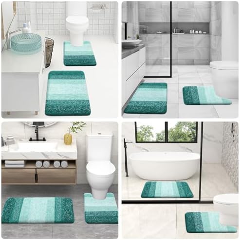 OLANLY Microfiber Bathroom Rugs Sets 3 Piece, 47"x20"+24"x16"+24"x20"