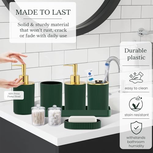 Dark Green Bathroom Accessories Set - Bathroom Shower Curtains Sets