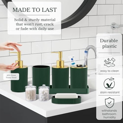 Dark Green Bathroom Accessories Set - Bathroom Shower Curtains Sets